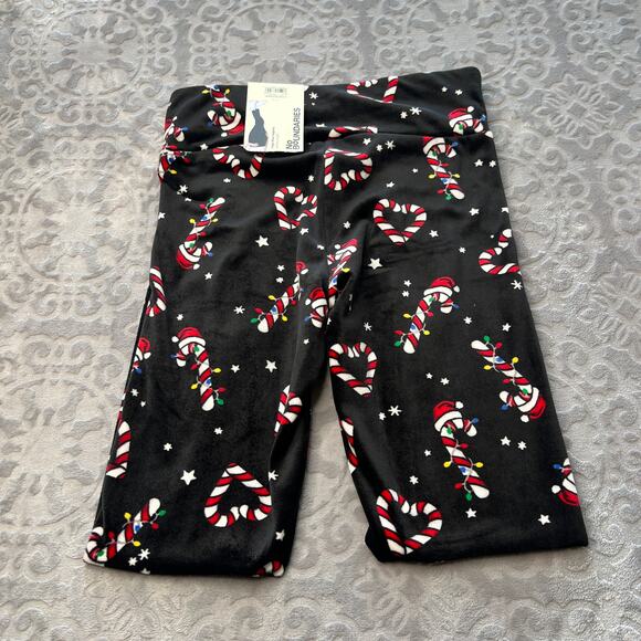 No Boundaries Black Candy Cane Holiday Sleep Pants Small - Picture 4 of 8
